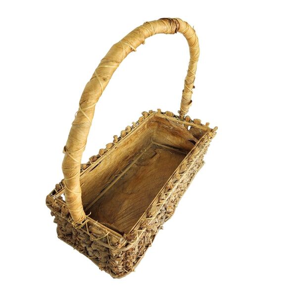 VTG Native Primitive Woven Wood Bark Twig Branch Husk Harvesting Fruit Basket - Picture 3 of 8
